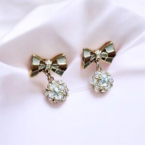 Elegant Gold and Silver Bow Earrings
